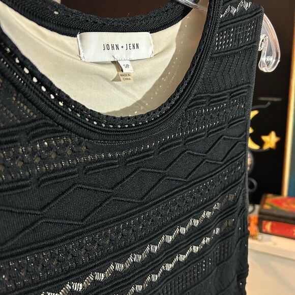 John + Jenn Black Textured Midi Dress Small - Picture 9 of 16